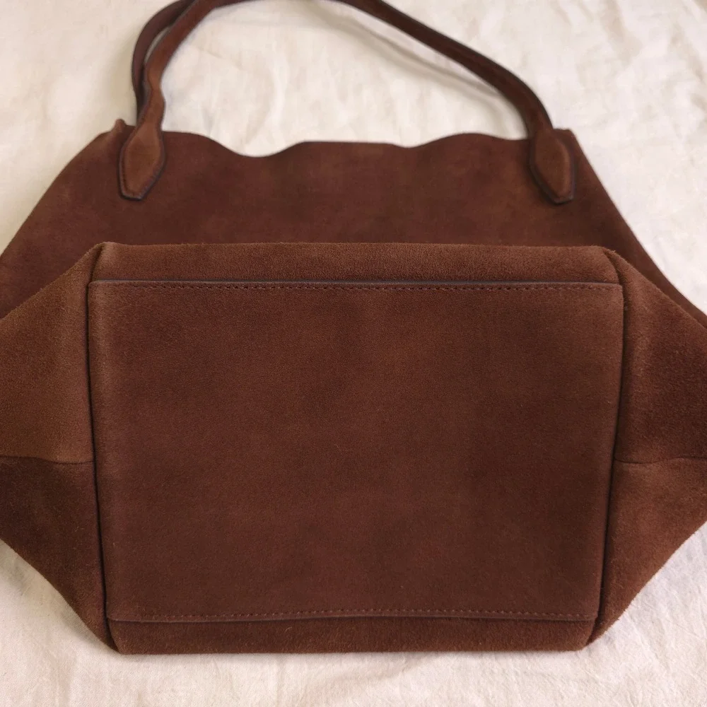 Madewell Suede Oversized Shopper Tote | 100% Leather Brown Bag - Picture 6 of 7
